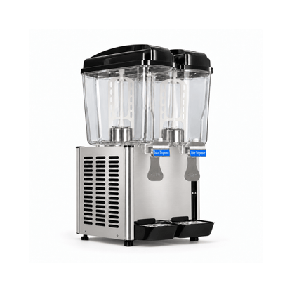 JM-K-36 cold drink dispenser with two transparent tanks and stainless steel body